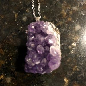 Druzy Raw Amethyst Necklace, 18" Length